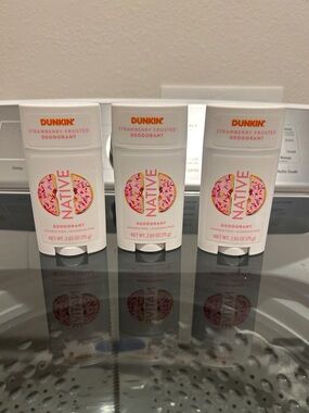 Native Strawberry Frosted Deodorant - White with Pink and Gold Accents (3-Pack)